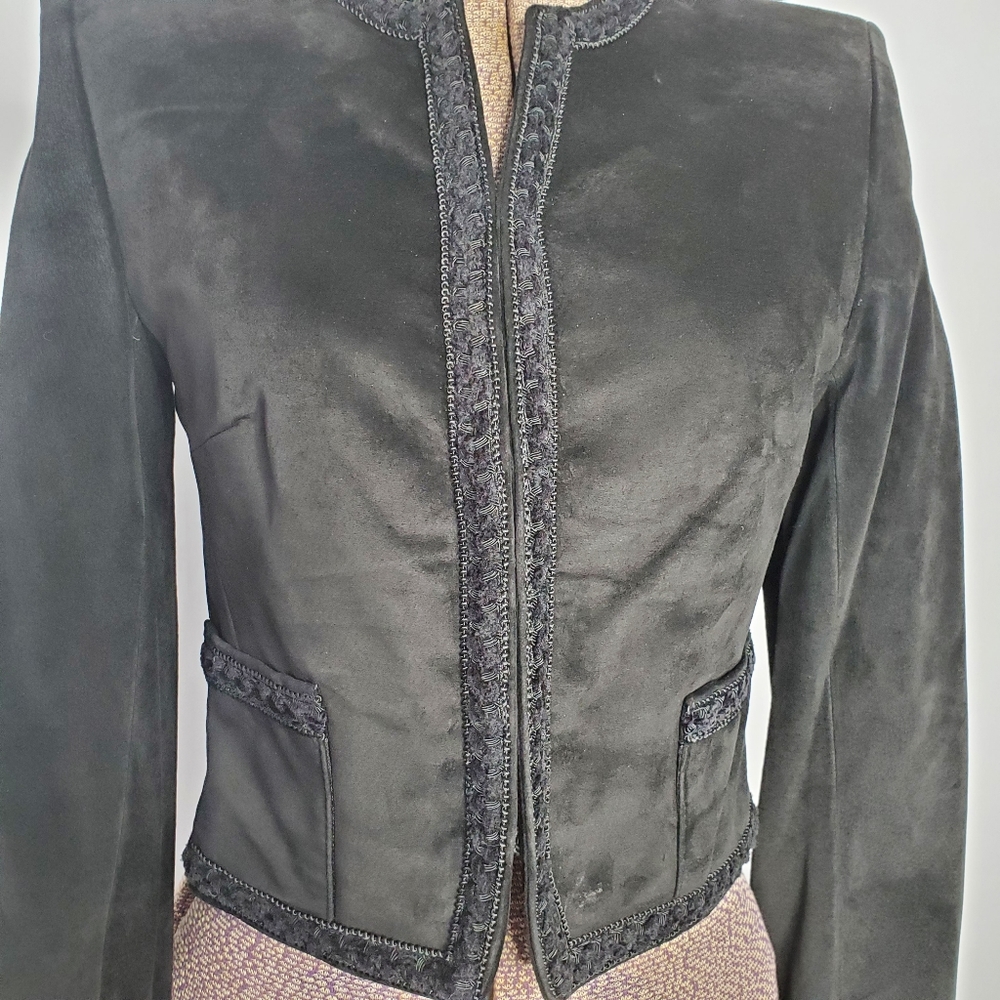 Vintage Danier black suede cropped button down jacket size small - Picture 10 of 16